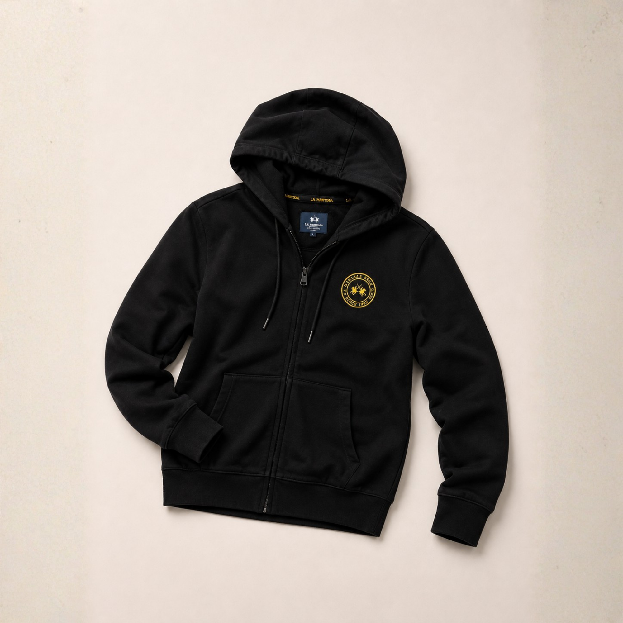 La Martina Zip-Up Hoodie Black / Gold