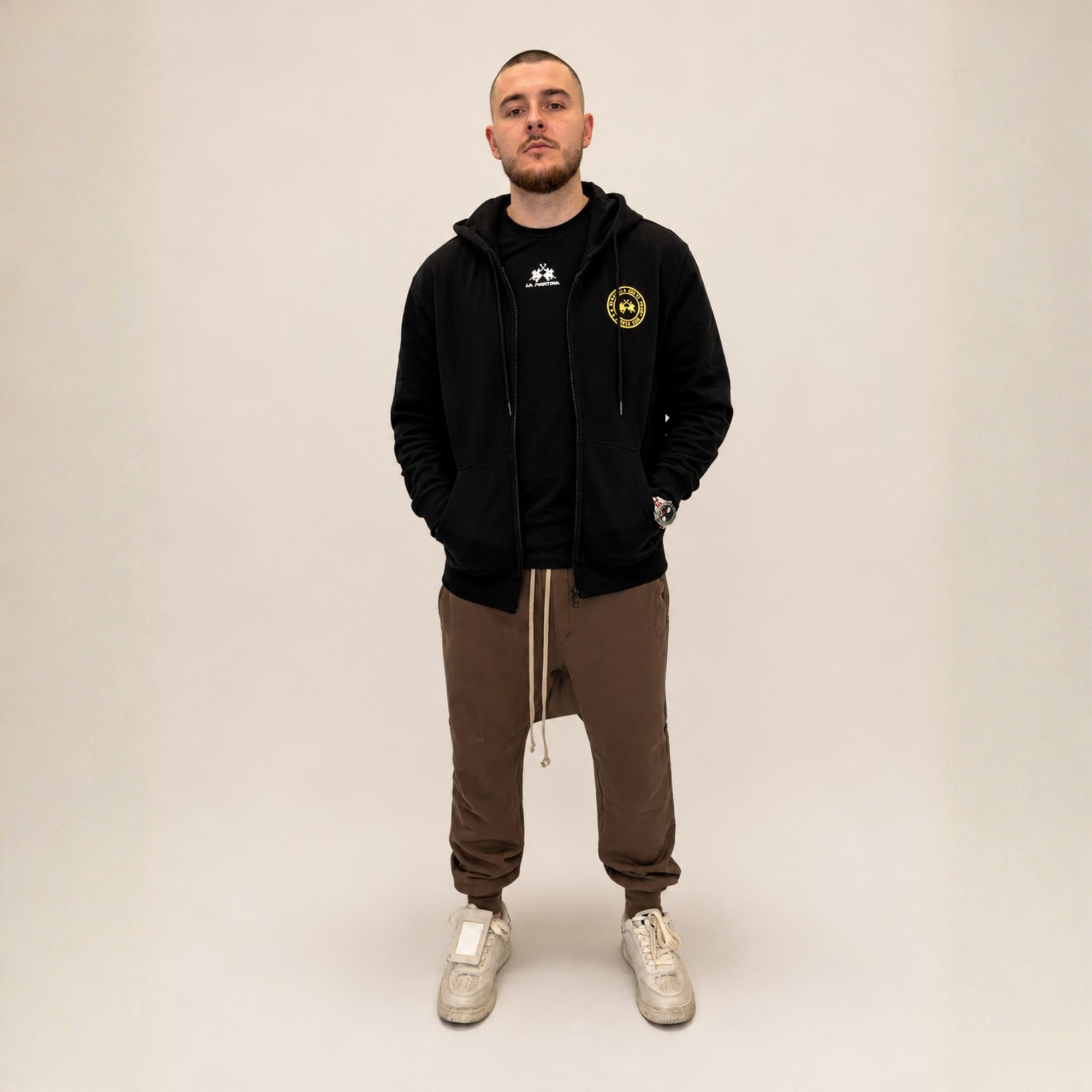 La Martina Zip-Up Hoodie Black / Gold
