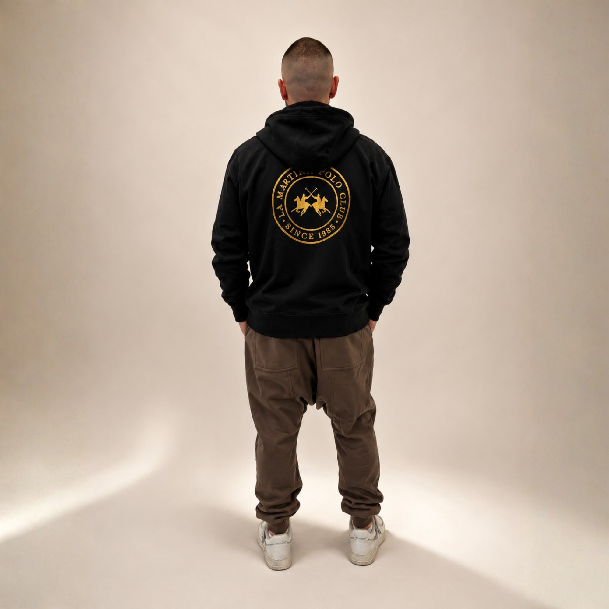 La Martina Zip-Up Hoodie Black / Gold