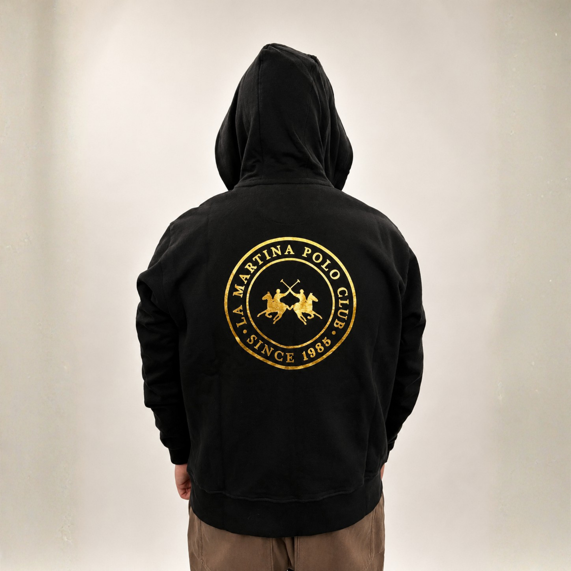 La Martina Zip-Up Hoodie Black / Gold
