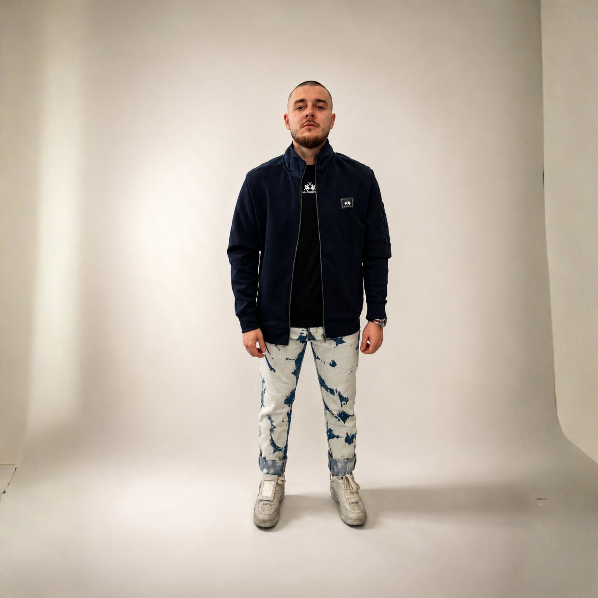 La Martina Zip Sweater Police Blue