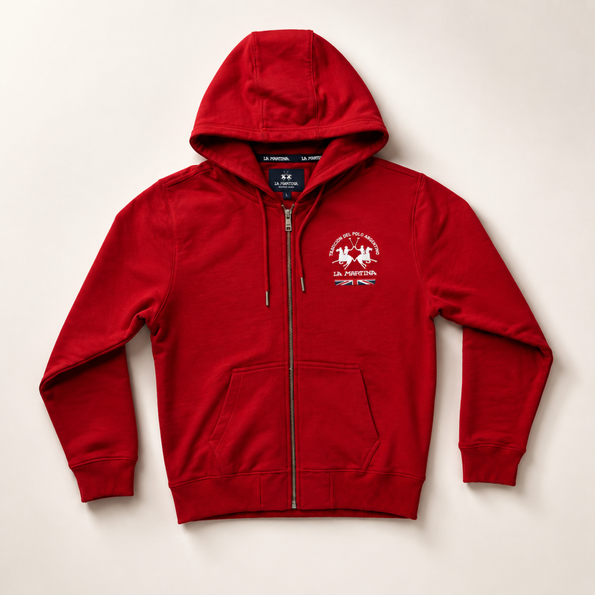 La Martina Zip-Up Hoodie Red