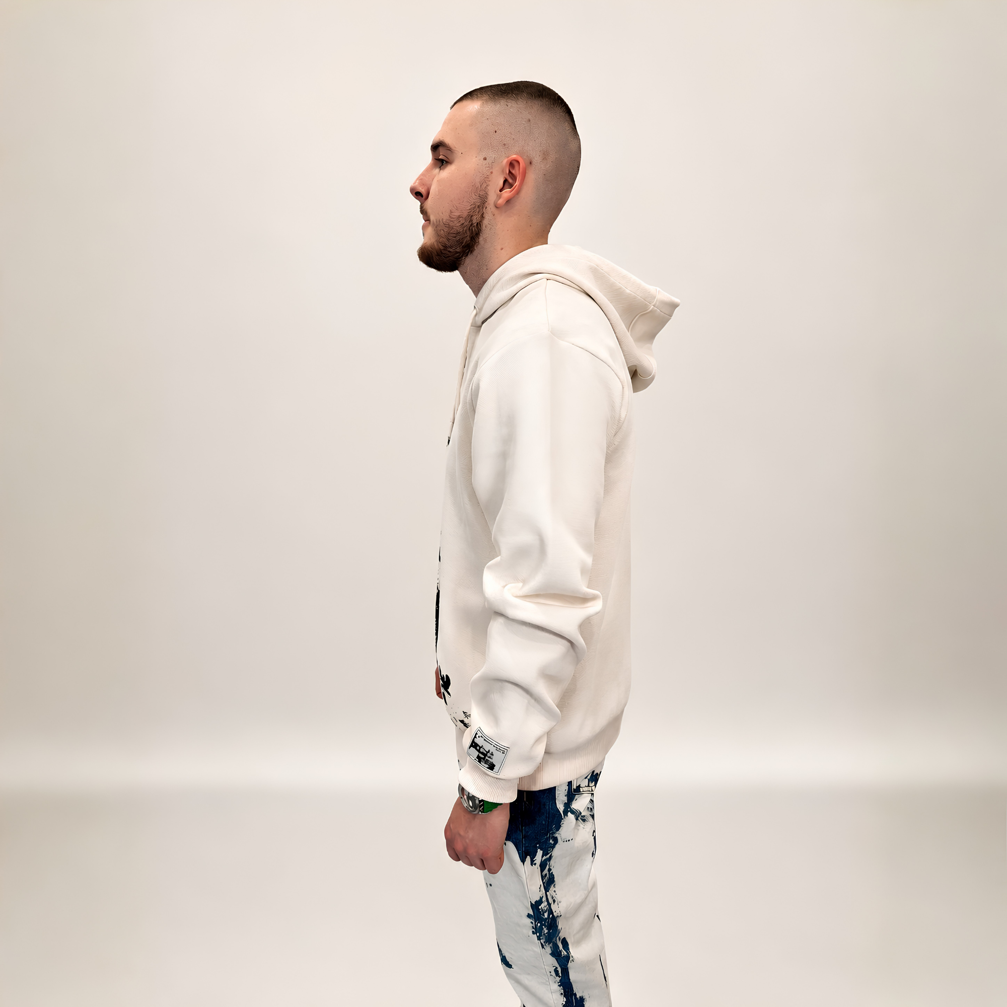 Bikkembergs Graphic Hoodie Beige
