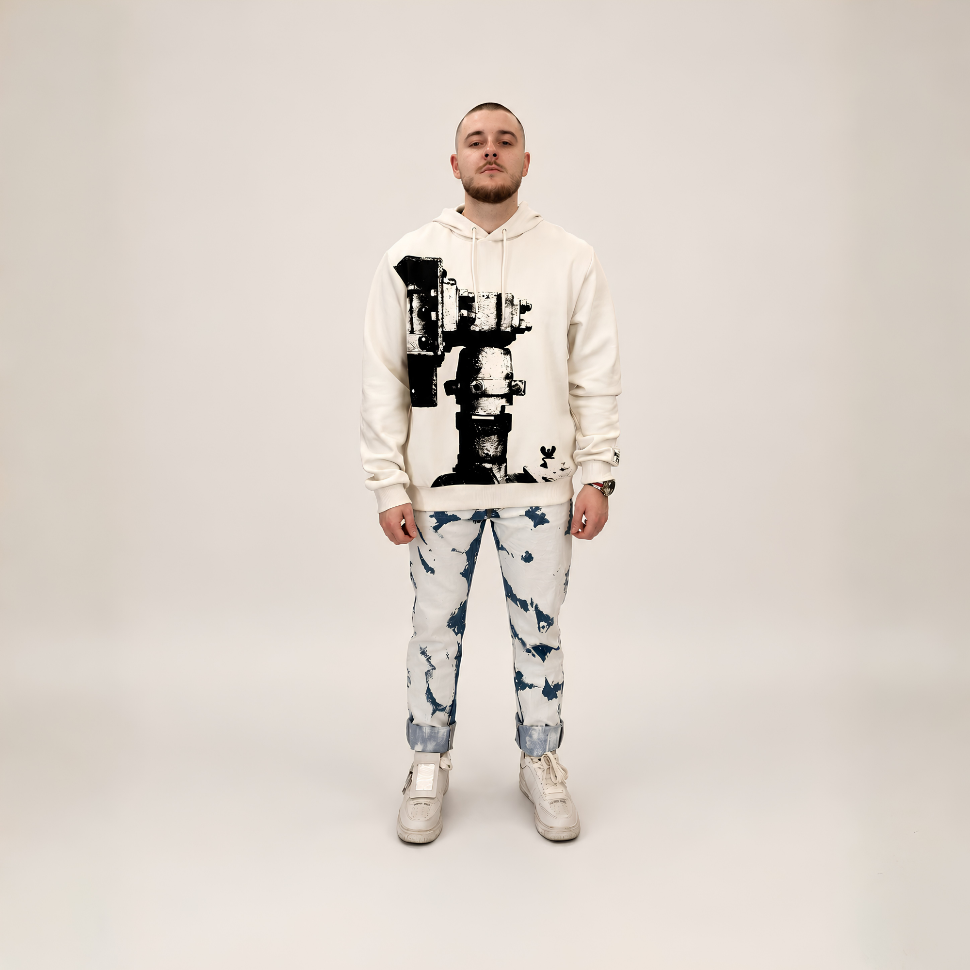 Bikkembergs Graphic Hoodie Beige