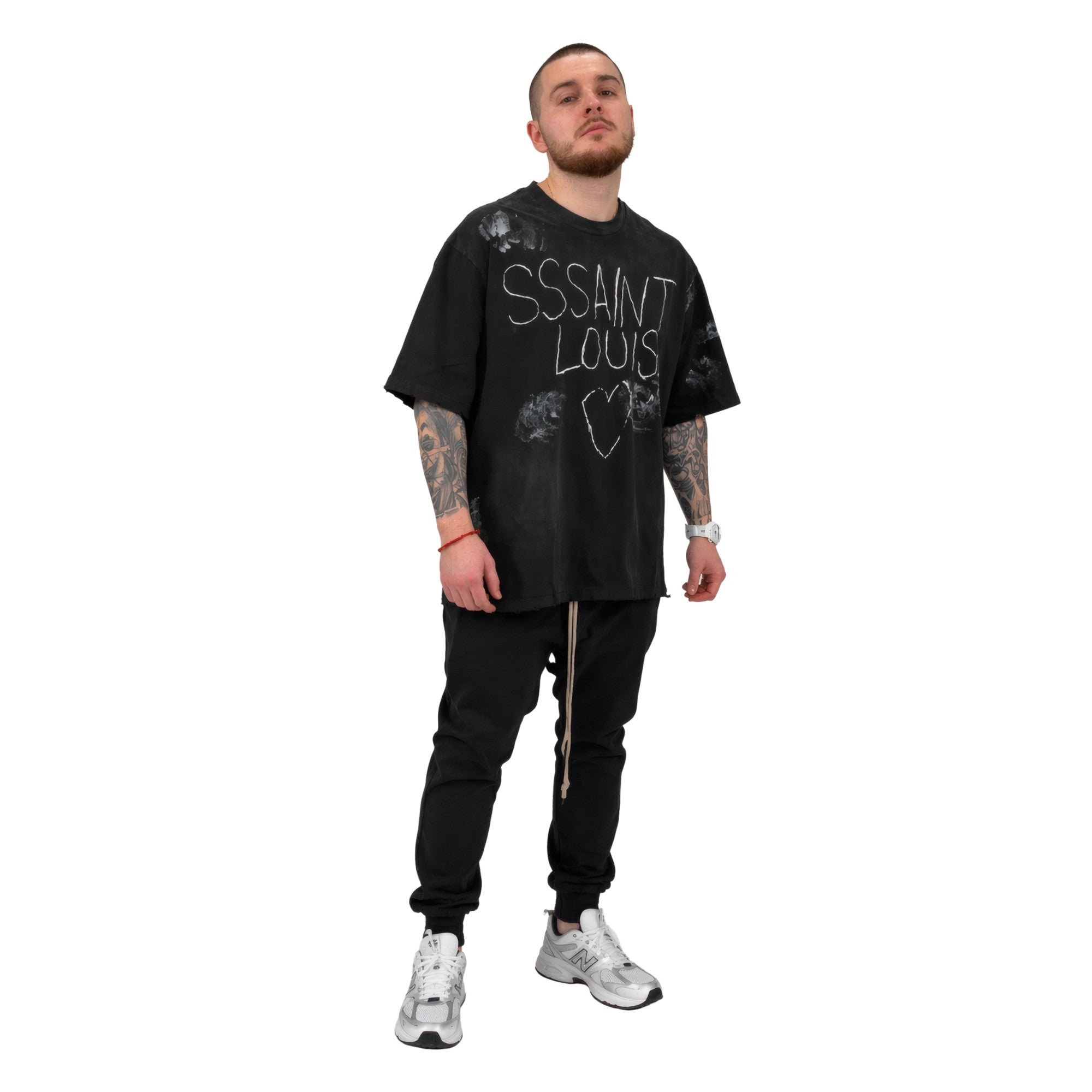 Black T-Shirt Bleached 'St. Luis'