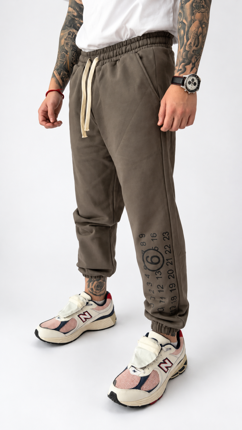 MM6 Numbers Print Taupe Sweatpants