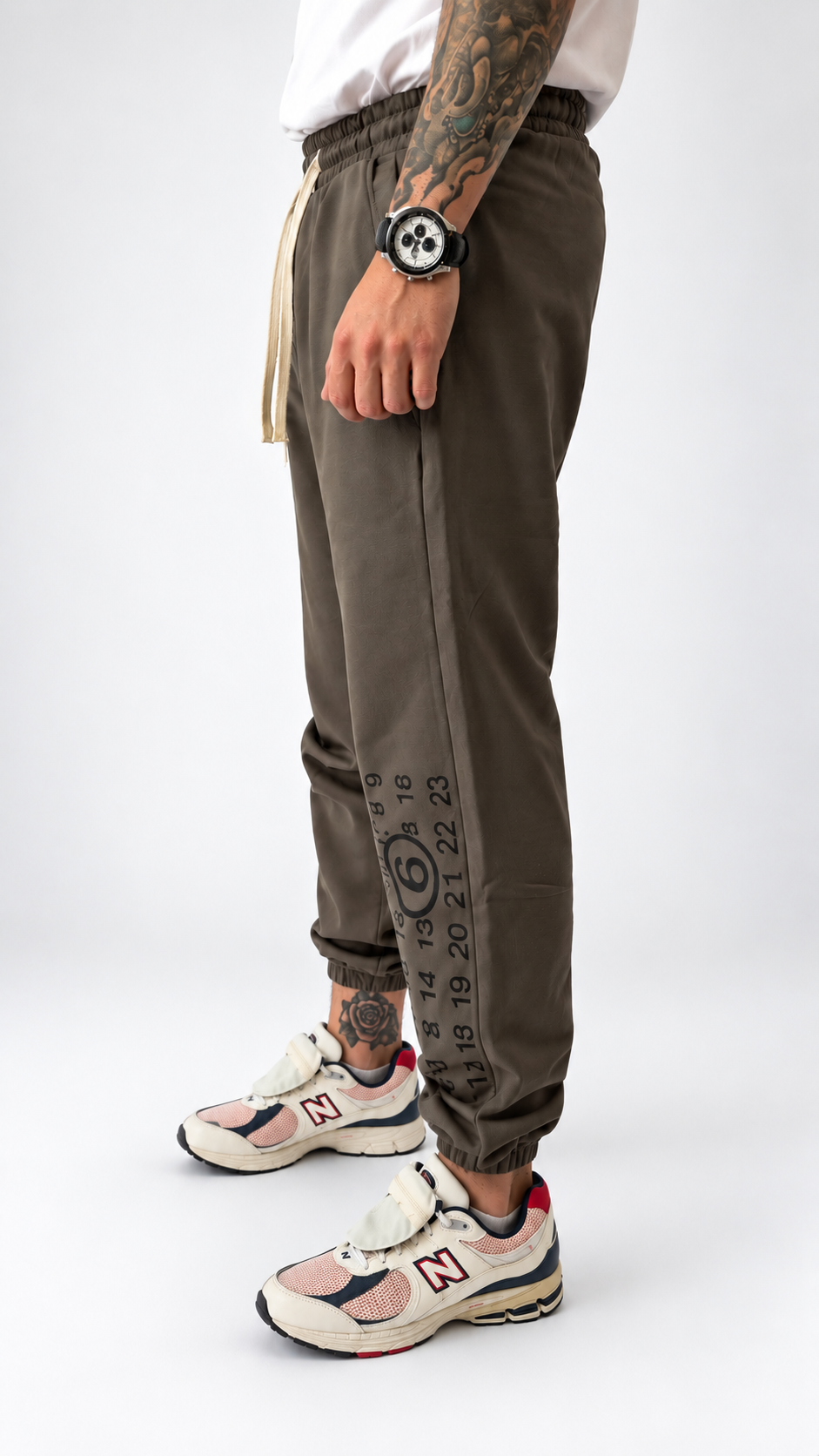 MM6 Numbers Print Taupe Sweatpants