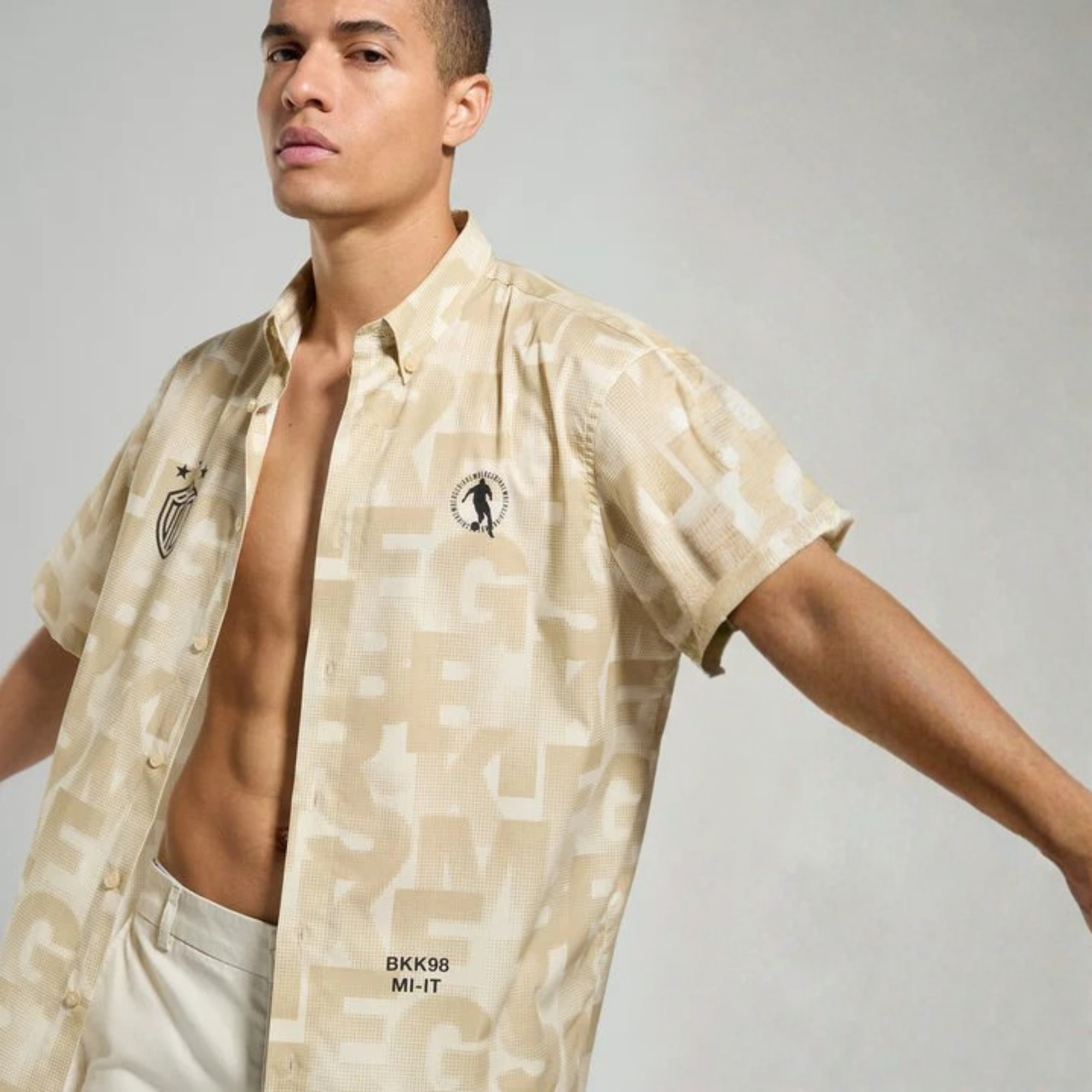 Bikkembergs Short Sleeve Shirt Beige