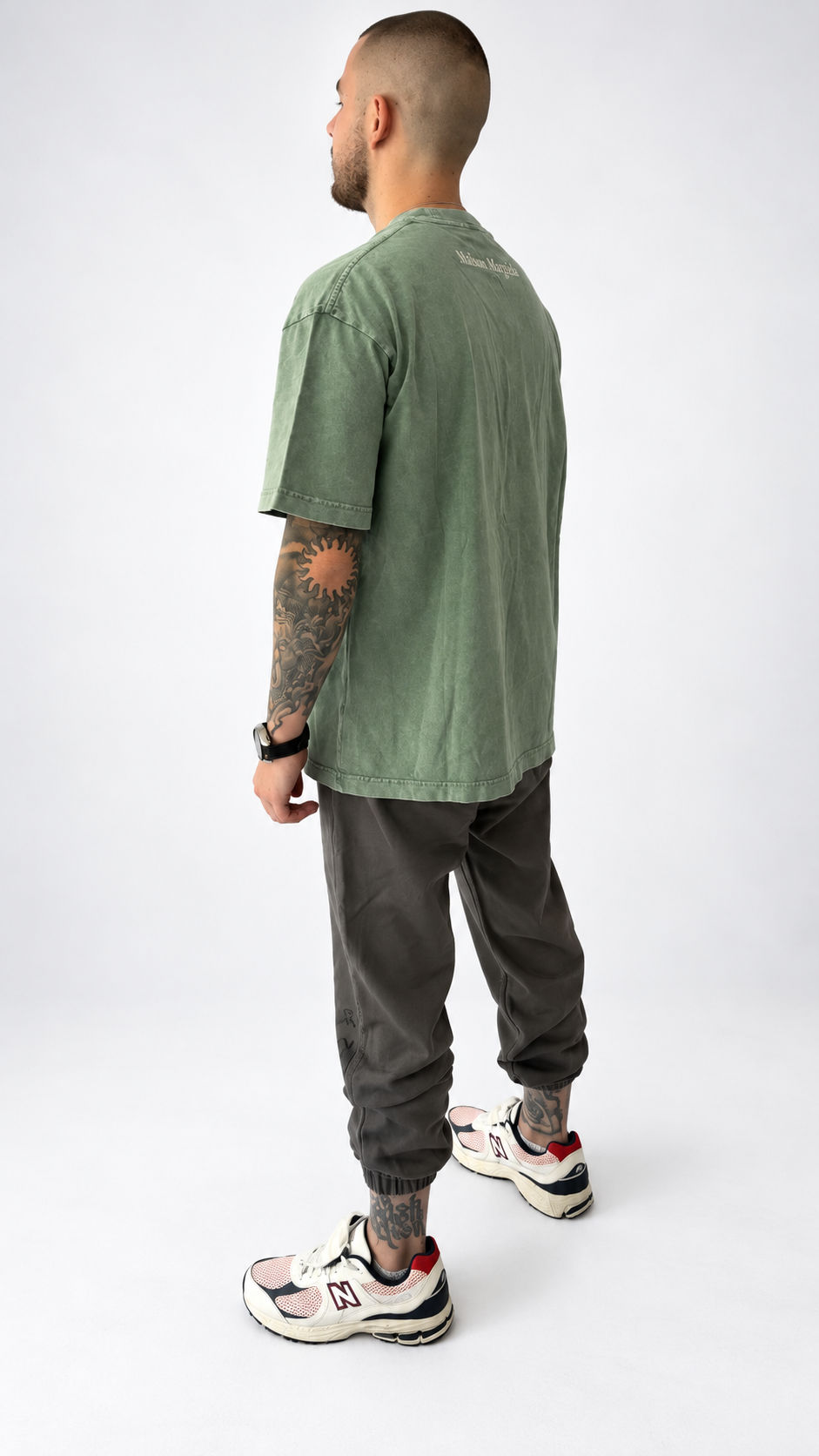 MM6 Numbers Logo Washed Green T-Shirt