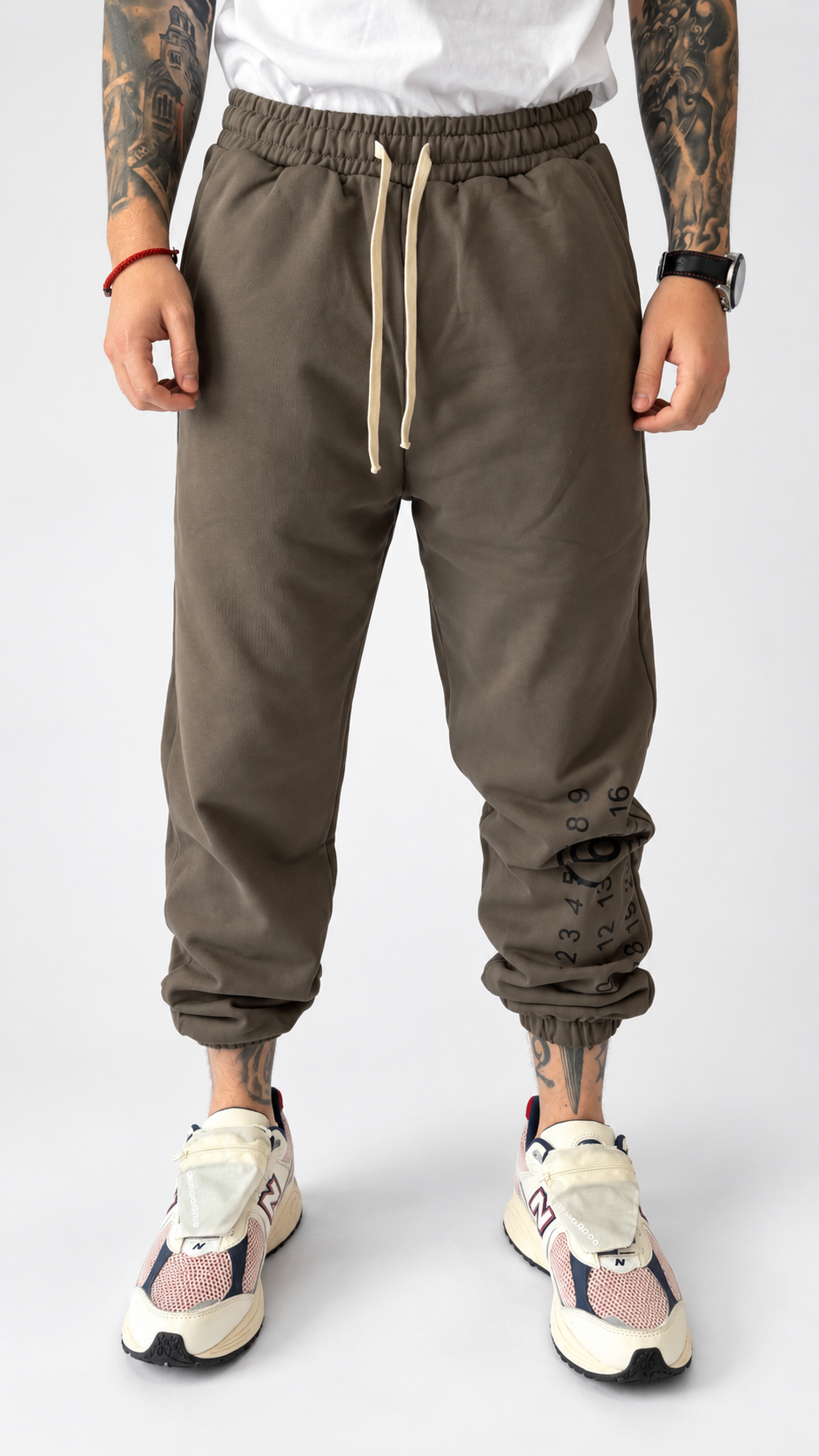 MM6 Numbers Print Taupe Sweatpants