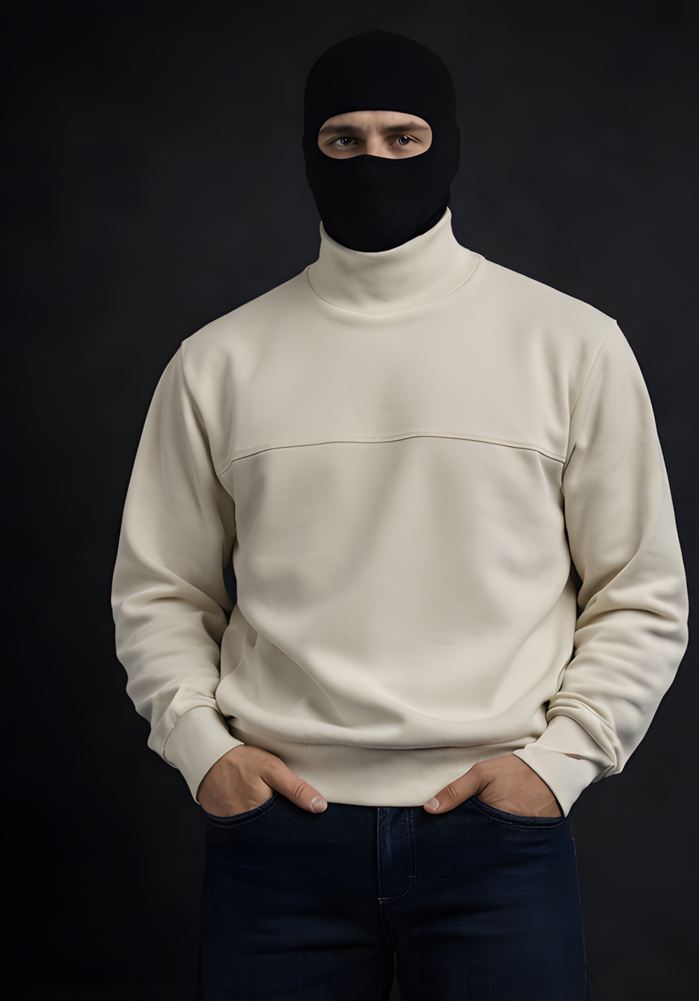 BIKKEMBERGS - OFF WHITE TURTLENECK SWEATSHIRT