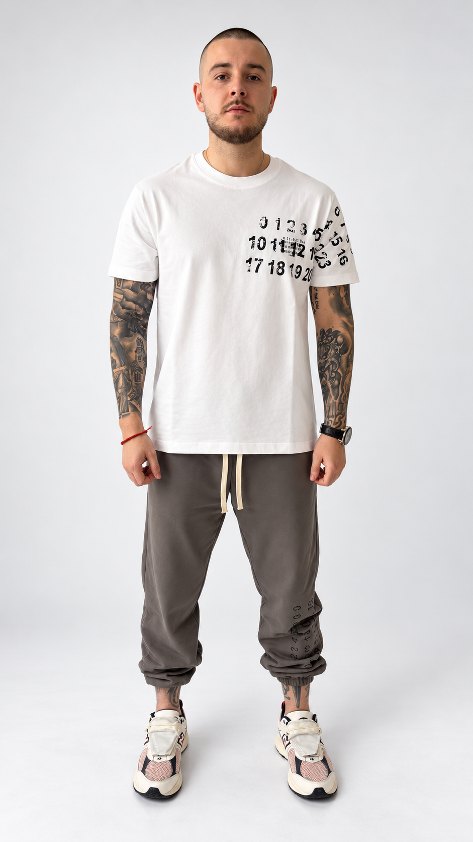 MM6 Distressed Numbers White T-Shirt
