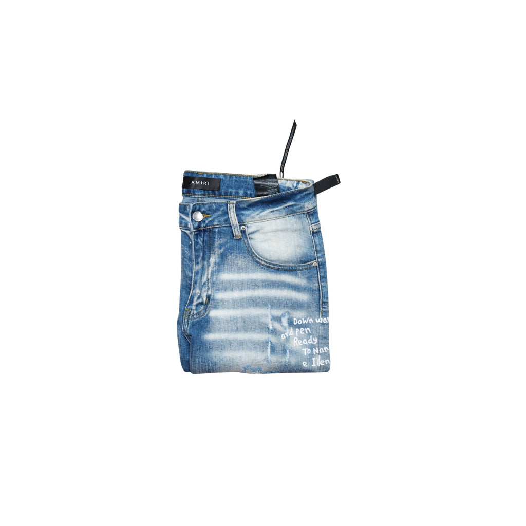 AMIRI Slim Fit Jeans Blue with Patches
