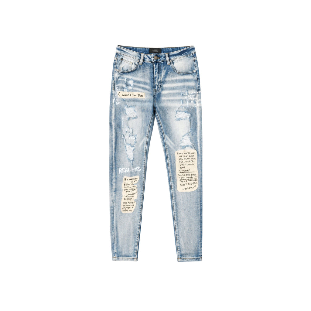 AMIRI Slim Fit Jeans Blue with Patches