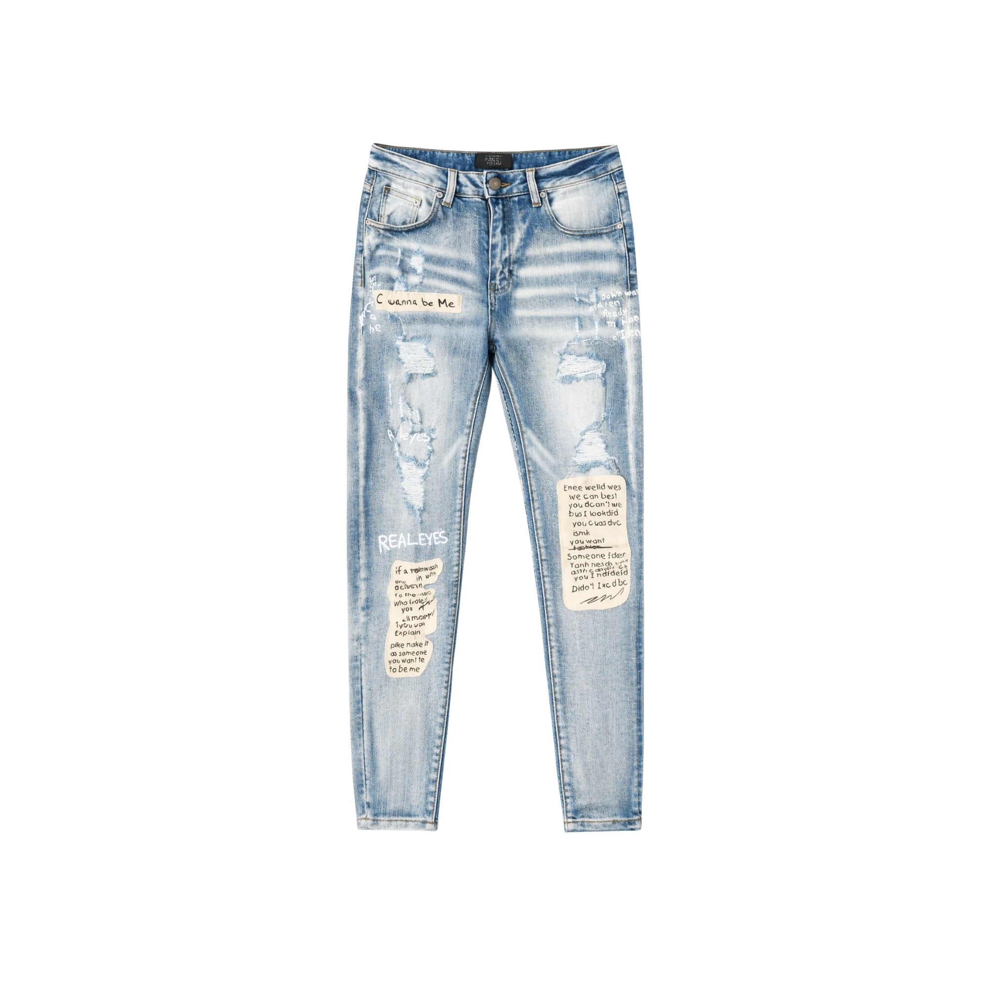 AMIRI Slim Fit Jeans Blue with Patches