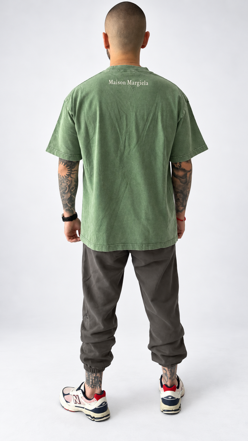 MM6 Numbers Logo Washed Green T-Shirt