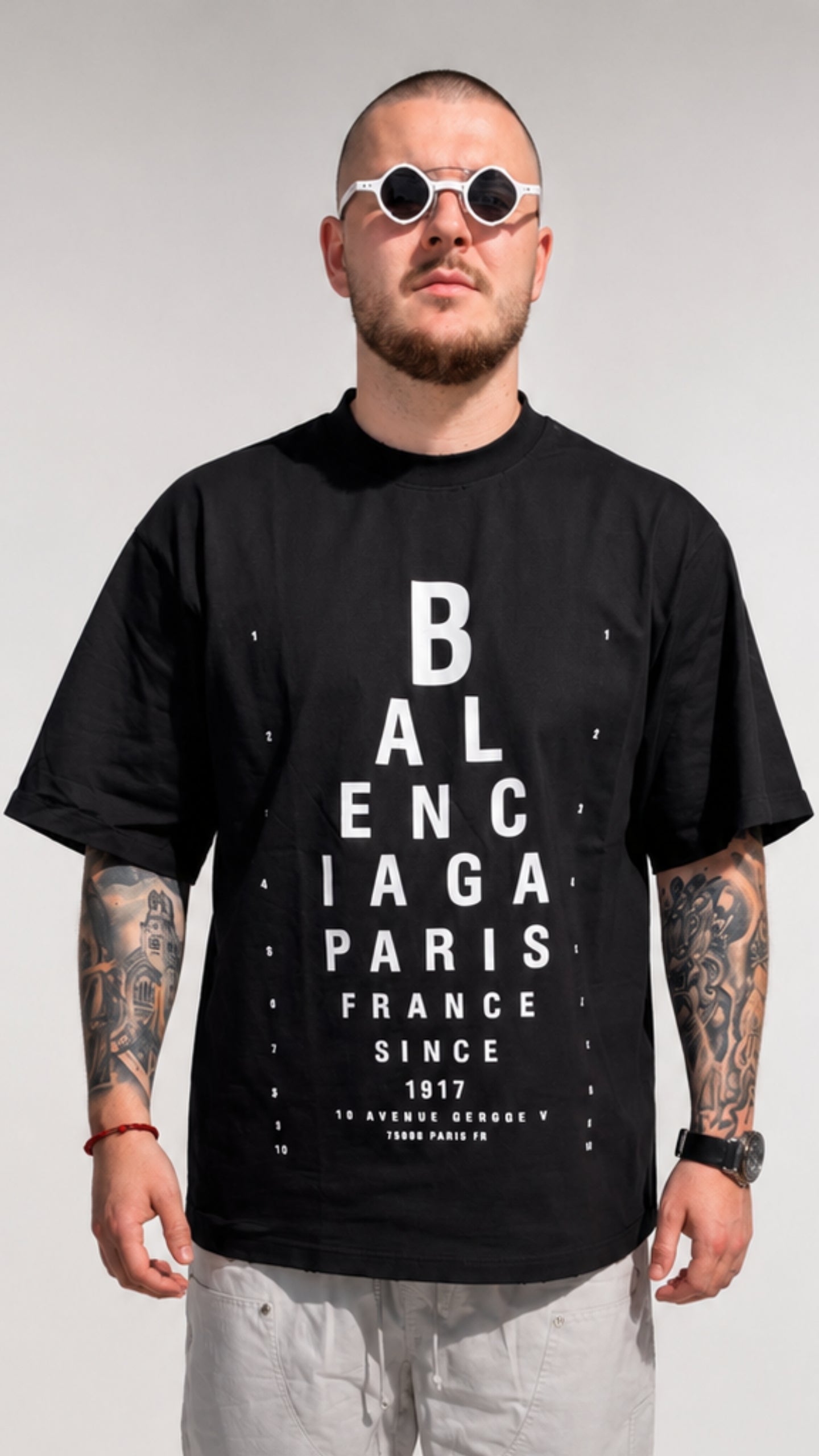 Balenciaga Черна тениска с преден принт