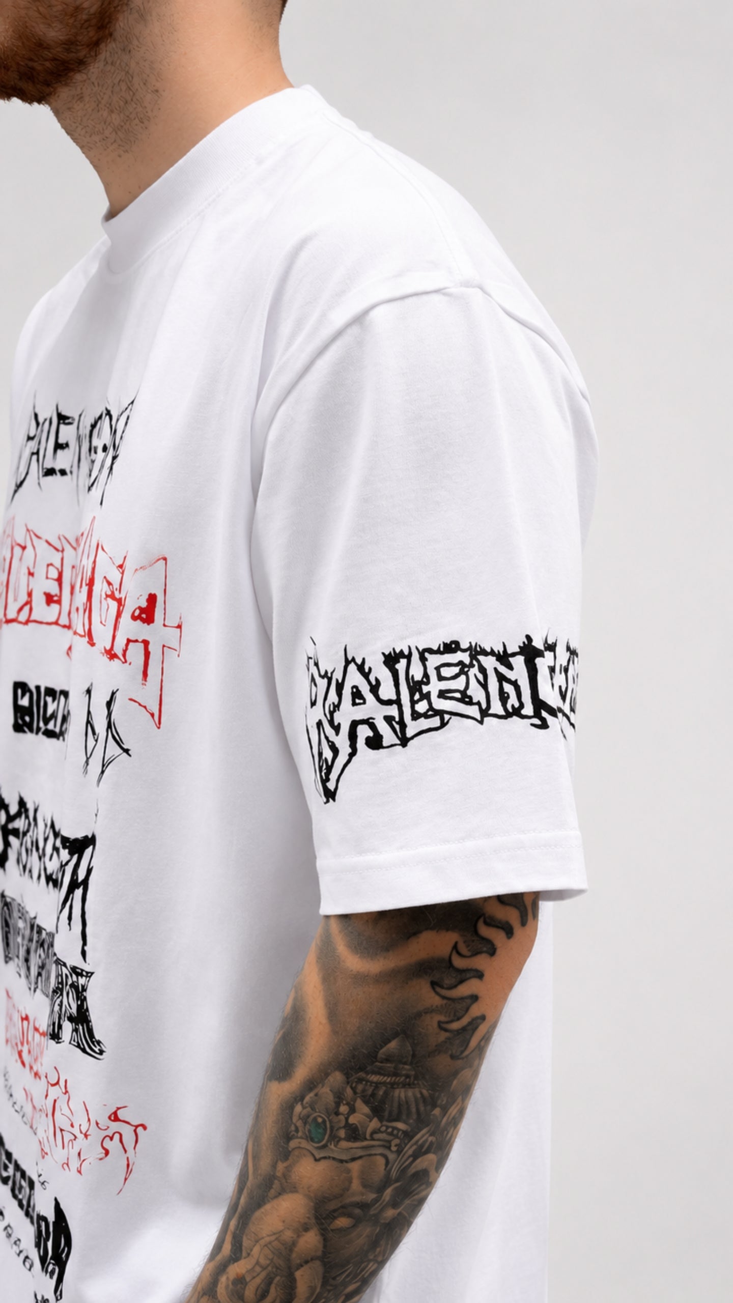 Balenciaga Бяла тениска с лого - Детайл